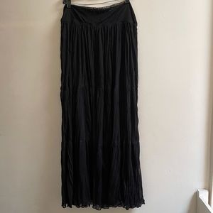 Black Double Layer Maxi Skirt